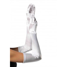 Extra Long Opera Length White Satin Gloves