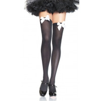 Opaque Thigh Highs w/Satin Bow